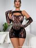 Lingerie sexy europeia e americana plus size roupas de rede sexy transfronteiriças popular de comércio exterior bolsa de quadril vestido de rede luvas vazadas conjunto