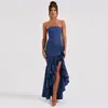 Verão europeu e americano novo produto elegante sem alças fenda moda justo sem costas bodycon vestido para mulheres atacado