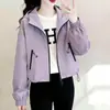Chamarra con capucha para mujer, estilo nuevo primavera y otoño 2026, chamarra corta versátil casual tipo workwear para personas petite
