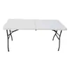 Mesa Plegable para Exteriores HDPE Moldeado por Soplado Blanca Portátil Plegable para Montaje de Puesto Camping Mesa de Plástico Almacenamiento Mesa de Comedor