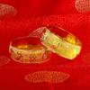 Joyería de Jade para Boda Nupcial, Pulsera Gruesa de Tres Oros de Oro Genuino con Patrón de Dragón y Fénix, Oro de Arena de Cobre de Imitación, Pulsera Versátil de Lujo Ligero