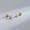 Brincos de Tarraxa de Prata de Lei S925 com Diamante de Trevo de Quatro Folhas Sem Tarraxa Estilo Japonês e Coreano Banhado a Ouro K Luxo Acessível Estilo Ins para Mulheres
