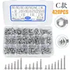 Caja Combinada de Tornillos Autorroscantes Hexagonales de Acero Inoxidable Transfronteriza 400 Piezas/380 Piezas/410 Piezas