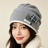 Gorro de punto holgado retro patchwork de invierno, cálido y elegante, con diseño en capas, perfecto para el invierno