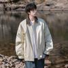 Jack Chuanyang Masculino Estilo Japonês Roupa de Trabalho Gola Lapela Color Block Solta Jaqueta Unissex Primavera e Outono Casaco Retrô Estilo Fresco Japonês