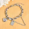 Pulsera de Cadena Cubana de Acero Inoxidable Estilo Nuevo Europeo y Americano Transfronterizo, Corazón Prensado al Aceite, Corte a Mano, Prevalecerá el Producto Real
