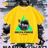 Nova Camiseta Delta Force Weilong Rosa Vermelho Comedor de Ouro Lobo para Meninos, Manga Curta Estudante Solta Tendência