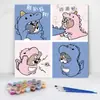 Pintura al óleo digital de dibujos animados de cuatro cuadrículas DIY para niños al por mayor pintada a mano relleno de color puesto de pintura decorativa hecha a mano entrega de una pieza
