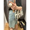 Shorts jeans rasgados para mulheres, estilo fino de verão, calças retas de comprimento médio para baixinhas, tamanho grande para mulheres plus size, emagrecedores com bordas desfiadas, shorts de comprimento de um quarto