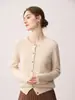Cárdigan de Punto de Cachemir 100% Puro Otoño Nuevo Cuello Redondo Manga Larga para Mujer Cálido Suave Holgado