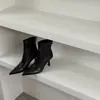 Botines de tacón alto estilo coreano, de tacón de aguja, con punta para mujer, colección otoño/invierno 2026, elegantes y versátiles, botines elásticos con forro de felpa, botas adelgazantes para mujer