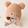 Gorros de Lana para Bebé de Otoño e Invierno para Hombres y Mujeres, Gorros de Algodón con Protección para los Oídos de Invierno, Gorros Cálidos y a Prueba de Viento para Niños, Gorros para Bebé Forrados de Felpa