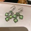 Pendientes de Borla Flor de Zirconia Bañados en Oro Real de 18K, Pendientes Vintage Maillard de Nicho, Pendientes de Lujo Ligero de Alta Gama
