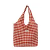 Ins Coreano Novo Estilo Bolsa de Ombro Xadrez Preguiçosa e Doce Bolsa Tote de Verão Bolsa de Compras Bolsa Colete para Roupas Casuais de Trabalho