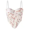 Camisola sexy de renda com lantejoulas e espartilho, estilo europeu e americano, com sutiã embutido e aro