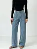 Fábrica de Origen Europea y Americana Transfronterizos Casuales Versátiles de Pierna Recta Personalizados Jeans para Mujer
