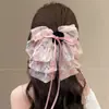 Presilha de cabelo com laço estilo coreano para mulheres, adequada para cabelos meio presos ou rabos de cavalo, acessório de cabelo de alta qualidade