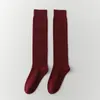 Medias Rojas Ancola para Niños Rayas Verticales Pierna Primavera y Otoño Color Sólido Sin Hueso Medias Rojas Grandes Apiladas