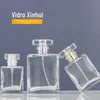 Em estoque frasco de perfume de vidro quadrado portátil 30ml com tampa de baioneta toner transparente 50ml frasco vazio para cosméticos