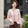 Nova Jaqueta Cardigan Bordada Estilo Chinês para Mães Mulheres de Meia-Idade e Idosas Elegante Temperamento Redutor de Idade Top Solto Plus Size Roupa de Outono