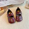 Zapatos Planos Mary Jane para Niñas 2026 Otoño Nuevo Estilo Antideslizantes Retro Estilo Francés Coreano Versátiles Doble Hebilla Zapatos Pequeños de Cuero para Niños