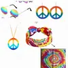 Carnaval Transfronteiriço Decoração de Halloween Símbolo da Paz Colorido Colar Hippie Pingente Fantasia Festa à Fantasia Baile