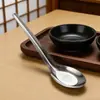 Colher de aço inoxidável para uso doméstico, comprimento estendido, adequada para restaurantes, cafeterias, colheres de refeição para estudantes, colheres de restaurante, colheres de sopa, colheres de fundo plano