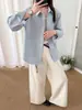 26 Camisa Minimalista de Cor Sólida 100% Algodão para o Início do Outono, Gola Lapela, Corte Relaxado, Camisa Versátil para Camadas 35091