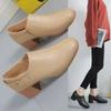 Zapatos Planos de Tacón Grueso con Boca Profunda para Mujer 2025 Nuevo Otoño Estilo Británico Tacón Medio Zapatos de Piel Suave Punta Cuadrada Tacón Alto Zapatos de Piel Suave para Mujer
