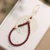 Pingente de Corrente de Celular de Pata de Gato Bodhi Queimada em Carvão e Cinábrio de Baixo Conteúdo para Mulheres, Ornamento de Alça de Pulso Anti-Perda