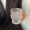 Taza de café de vidrio con relieve de punto de perla, taza creativa de alto valor de color con flor de begonia, taza para jugo de frutas, taza para bebidas, taza de leche