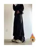 Calça Esportiva Casual de Inverno e Outono, Corte Solto, Forrada com Fleece Preto, Espessa, Perna Reta, Elástica, Versátil, Para o Dia a Dia, Longa, Forrada com Fleece