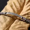 Pulseira de Parafuso com Padrão Retrô Banhada a Prata Pulseira de Joia de Mão Criativa Tendência Personalizada Feita à Mão para Homens