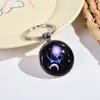 Llavero de Cristal Tallado Internamente en 3D con Doce Constelaciones, Colgante de Bola de Cristal Doble Cara Anticaída, Colgante para Llave de Coche