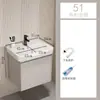 Set de gabinete para lavabo de baño estilo crema para espacios pequeños, lavabo cerámico integrado para uso doméstico