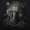 Nova Camiseta Casual Masculina de Verão 2023 com Cabeça de Tigre Hot Drilling Marca Tendência Manga Curta
