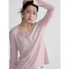Camiseta de Manga Larga con Cuello Redondo de Gama Media GemingDesigned, Nueva para Otoño, Estilo Coreano para Viajar, Mujer S2081F