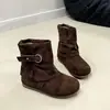 Botines de nuevo estilo para mujer, con hebilla de cinturón, tacón oculto, punta redonda y diseño coreano, perfectos para otoño de 2026, y adecuados para mujeres menudas.