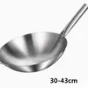 Wok de acero inoxidable de doble mango, tamaño grande, fondo redondo, sartén para saltear, especializado para comedores y restaurantes, disponible en varios tamaños