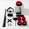 Conjunto de pelúcia erótica SM para bondage, algemas, coleira, chicote, brinquedos de treinamento, produtos para adultos para casais, conjunto de espinhos