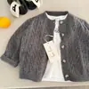 Suéter Infantil 2026 Otoño Nuevo Producto para Niños y Niñas, Suéter de Punto Trenzado Color Sólido, Cárdigan de Punto con Cuello Redondo para Bebé