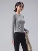 Cuello redondo manga raglán manga larga yoga para mujer transpirable agradable a la piel corte ajustado estiliza para Pilates fitness running deportes ropa de yoga mujer