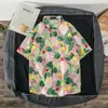 Camisa Floral Masculina Manga Curta Branca Estilo Coreano Tendência Bonito Casual Verão Fina Havaiana Bonito Meia Manga Solta