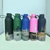 Copo Térmico Pequeno Estilo Americano Aço Inoxidável 304 Pintura Emborrachada Garrafa de Água Esportiva 500ml Copo de Água Fria para Exterior com Alça