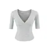 Camiseta de Manga Corta con Cuello en V Profundo Estilo Chica Picante Madura 2026 Verano Nuevo Ajuste Delgado Top Versátil para Mujer Tendencia