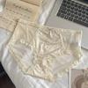 Ins Sombra de Bambú~Deseo Puro Malla Estilo Nacional Encaje Ropa Interior Femenina Seda de Morera Entrepierna Calzones de Cintura Media