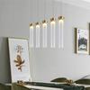 Nordic simples cilíndrico listrado vidro restaurante cabeceira lustre bar recepção caixa três cabeças disco longo prato