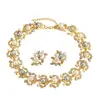 Conjunto de Colar Europeu e Americano Popular Retro Pérola Imitação Diamante Folha Flor Novo Acessórios de Noiva Casamento Fashion e Versátil