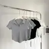 Blusa Feminina da Moda com Gola Polo, Camiseta de Manga Curta com Decote U, Ajuste Slim, Novo Design Verão 2026