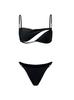 Conjunto de Bikini de Falda Negra Lisa con Corte Irregular y Tirantes Traje de Baño de Dos Piezas Sexy sin Espalda para Mujer Nuevo 2026